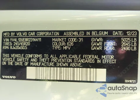 2024 Volvo Xc40 B5 Plus Bright Theme z USA, uszkodzony, nr VIN YV4L12UE8R2314411